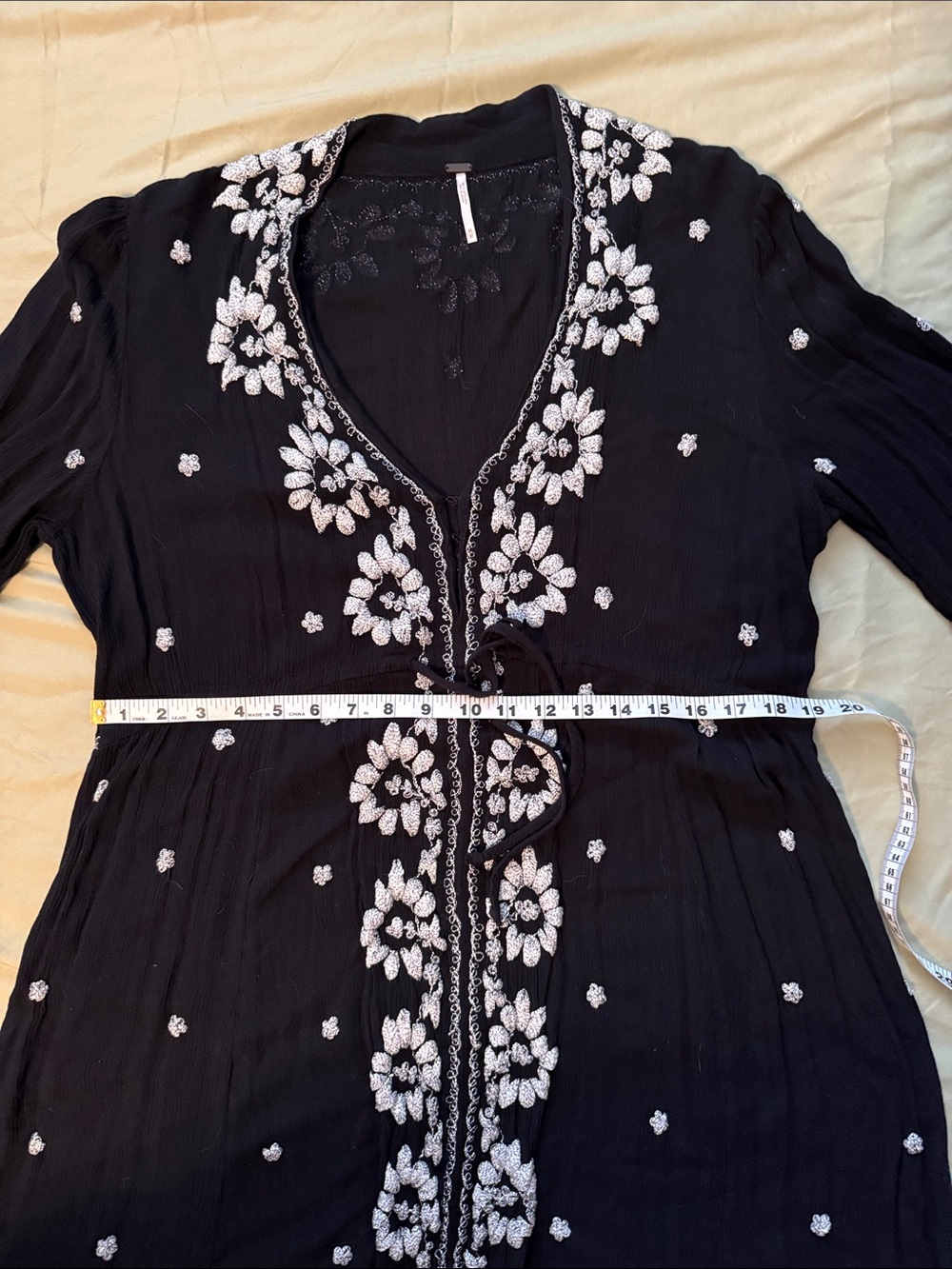 Free People Black Embroidered Maxi Dress with White Floral Detail - Picture 7 of 7